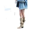 Botas de Caña Ancha para Mujer 2026 Otoño e Invierno Botas Largas de Gamuza por Encima de la Rodilla con Punta Fina, Tacón Grueso, Efecto Adelgazante y Diseño Fruncido