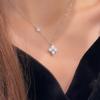 Collar Mariposa Plata Esterlina 925 Lujo Ligero Alto Sentido Trébol de Cuatro Hojas de la Suerte Cadena Clavícula Circonia Colgante Libro Caperucita Roja Amor