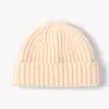 Gorro Tricotado Feminino de Três Agulhas Outono e Inverno Cor Sólida Cor Doce Chapéu de Lã Casual Bonito Estilo Universitário Chapéu Quente Espesso