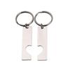 RUNMVNTY espejo de acero inoxidable rectangular izquierda y derecha etiqueta de traje de amor llavero de pareja llavero colgante