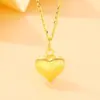 Colar Pingente Coração Escovado Banhado a Ouro 18K Prateado para Mulheres S925 Prata Esterlina Coração Design de Nicho Corrente Simples Clavícula