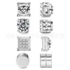 Nuevos Pendientes Magnéticos de Acero Inoxidable para Hombre, Set de Pendientes de Clip Dorados con Circonita Cúbica para Mujer, 4 Pares