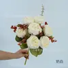 Rosa flor artificial decoração de casa ornamento arranjo de casamento arranjo de flores retrô buquê de rosa Ruyi de 7 cabeças flor artificial
