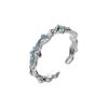 J1307 Azul Menta Serie Lago de Hielo Textura Escarchada Anillo de Epoxi Plata de Ley S925 Transparente Alto Frío Joyería para Niñas