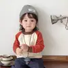 Suéter Raglan Color Block Estilo Coreano para Meninos Pequenos, Roupa de Outono, Tricô Pulôver Macio e Amigo da Pele, Peça de Cima para Uso Diário