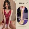 Divertido Sling de Ropa Interior Encaje Tentación para Dormir Sin Tiras Caliente Archivo Abierto Todo en Uno Traje de Uniforme para Mujer