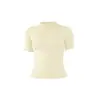 2025Camiseta de Yoga con Hilo Nk Top de Hongo Cómodo Casual Color Puro Encaje de Hoja de Loto Mangas Cortas Deportivas