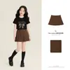 Top de Verão 2026 Amybaby para Meninas Novo Design Único Estampa de Leopardo Estampa de Laço Manga Curta