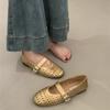 Sandálias Mary Jane Femininas Primavera e Verão Decote Raso Fivela Sapatos Baixos Sapatos Vazados de Balé