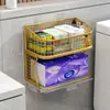 Caixa de Lenços para Banheiro sem Furo Porta-Objetos Cesta Montada na Parede Deslizante Porta-Papel Higiênico Porta-Papel em Rolo para Banheiro