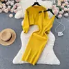 Blusa Feminina de Moda com Manga Morcego e Pedrarias, Vestido Regata de Tricô com Cintura Ajustável