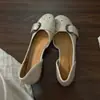Zapatos Planos Transpirables Perforados de Cuero Genuino de Moda para Mujer, Zapatos Planos de Ballet con Hebilla de Cuero Estilo Francés y Corte Lateral