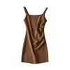 Vestido de Tirantes Cuadrado Plisado Estilo Puro Deseo para Mujer Verano 2023 Nuevo Suave Ajustado a la Cintura Vestido Corto