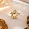 Anel de Prata de Lei S925 Leve Luxo Moda Bicolor Zircônia Cúbica Cravação em Bisel DIY Joias Ovais Base de Prata