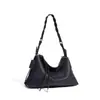 2026 Design de Nicho Nova Bolsa Simples de Palha Fashion Versátil Grande Capacidade Bolsa Transversal Bolsa de Ombro de Couro Genuíno para o Dia a Dia