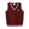 Colete de Lã com Gola V Color Block para Meninos, Colete Suéter Tricotado para Meninas, Uniforme Escolar para Crianças Mais Velhas