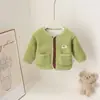 Agasalhos de Outono e Inverno para Bebês, Agasalhos de Pelúcia com Botões Coloridos e Desenhos Animados, Tops Quentes e Versáteis para Meninos e Meninas, Lã de Cordeiro Infantil