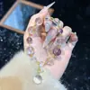 Pulseira de Contas Bolha de Cristal Branco Natural, Design de Contas Grandes e Pequenas de Ametista Brasileira, Pulseira de Cristal Nicho e Fresca