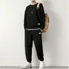 Traje de Manga Larga Waffle para Hombre Camiseta Conjunto Casual de Ropa Tendencia Primavera y Otoño Color Sólido Holgado Ropa de Otoño e Invierno