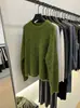 Suéter Verde de Alta Qualidade Estilo Coreano Preguiçoso para Mulheres no Outono e Inverno, Engrossado e Macio, Adequado para Usar no Inverno, Relaxado e Solto, Muito Bonito