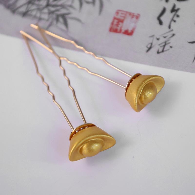 KY汉服配饰后压发冠对夹唐风明制马面裙古装长流苏头饰发钗发簪