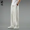 Calça de Linho Estilo Chinês de Verão Masculina Solta Tamanho Grande Casual Calças Retrô Respiráveis Retas Roupas Han Calças de Algodão e Linho