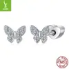 Aretes de plata charm original exquisitos mariposa moissanita para mujer simples mini plata s925 aretes combinables