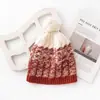 Gorro de Lana de Oveja 100% Tejido con Pompón, Gorro Suave y Cálido de Invierno Color Camello, Gorro Protector de Orejas para Mujer