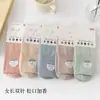 Meias Novas Femininas de Ponto Duplo, Meias Casuais de Algodão de Cano Médio Cor Sólida, Engrossadas para Outono e Inverno, Meias Femininas Quentes de Algodão Penteado Venda por Atacado