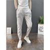 Calça casual listrada fina masculina, leggings slim fit de nove pontos, novo estilo 2024