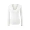 Camiseta de Manga Larga Ajustada con Cuello en V Cepillado Retro Pure Desire para Mujer Capa Interior de Otoño/Invierno Cintura Ajustada Capa Base Top Versátil Hot Girl