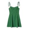 Verão 2023 novo estilo europeu e americano saia feminina estampa de bolinhas cintura amarração com cadarço vestido de alça atacado