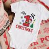 2023 Natal Nova série Meu 1º Natal algodão bebê macacão manga curta bebê macacão