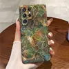 El estuche rígido de alta calidad con agujeros finos y diseño de hoja de ginkgo dorado retro más vendido de Amazon para Galaxy S25 Ultra y S26, estuche elegante para teléfono