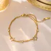 Pulseiras de Aço Titânio Novas e Resistentes ao Desbotamento Estilo Japonês e Coreano para Mulheres, Versáteis Estilo Ins Joias de Mão da Moda Pulseiras para Mulheres, Joias de Alta Qualidade