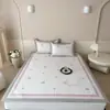 Verão lavável na máquina conjunto de três peças de tapete de seda gelada estampa digital de flor flor sensação fresca touca de cama ar condicionado tapete macio rosa
