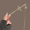 Grampo de cabelo Espada de fada grampo Super fada Coque de cabelo Prato Balanço duplo Tesouro Grampo de cabelo de dupla face Com bainha Espada tesouro Broche de lapela Ornamentos de estilo antigo Grampo de cabelo