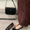 Zapatos de Tacón Grueso con Punta Cuadrada y Boca Baja 2024 Otoño Nuevo Estilo Francés Elegantes de Tacón Bajo con Estampado de Leopardo para Mujer