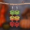 Brincos de Folha de Bordo Europeus e Americanos Transfronteiriços Internacionais Novo Outono Cor Maple Leaf Brincos Brincos de Madeira Dupla Face Brincos Criativos Distintivos Femininos