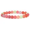 Venta al por mayor de fábrica pulsera de ágata de fuente de sal natural color durazno femenina Joker alto sentido anillo único cuentas redondas muestra cadena de mano blanca