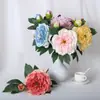 2 cabeças de peônia pintadas a óleo artificiais, flores de seda, para decorações de casamento, decoração de casa, arranjos de flores, flores de plástico e adereços de fotografia