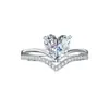 Anillo de Corona de Lujo Huitan para el Día de San Valentín Nuevo Anillo de Amor en Forma de V Microincrustado Transmisión en Vivo de Celebridad de Internet Douyin Kuaishou