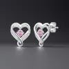 Pendientes de Plata S925 con Forma de Corazón de las Doce Piedras de Nacimiento para Mujer, Joyería de Lujo Ligero Simple Personalizada, Venta al por Mayor