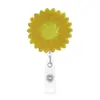 Producto de Origen Original, Artículo de Venta Caliente Transfronterizo, Portabebé Retráctil con Cara Sonriente de Girasol Brillante, Clip Decorativo para Insignia de Identificación de Girasol