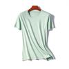Camiseta Branca de Algodão Mercerizado de 80 Fios do Fabricante Manga Curta Verão Feminina Solta Gola Redonda Algodão Versátil Cor Pura Camiseta Manga Curta