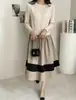 Pedido original de comercio exterior Seis colores en stock 2023 Otoño e Invierno Japonés y Coreano Vestido de Lana Largo de Base Vestido de Patchwork