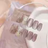 Uñas Postizas Artesanales Ojo de Gato Desmontables Manicura Uñas Cortas Estilo Ballet Tallas Variadas Uñas Postizas 10 Piezas Mayoreo