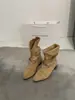 Diseño de Nicho Nuevas Botas Cortas de Punta Estilo Coreano Otoño e Invierno Retro Versátiles Hebilla de Cinturón de Tacón Bajo Botas Vaqueras Botas de Media Caña