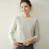 26 Suéter Feminino de Caxemira Outono/Inverno, Gola Redonda, Ombro Raglã, Suéter Espesso de Cor Sólida, Caimento Solto, Blusa de Tricô Base Emagrecedora