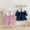 Vestido para Niña Otoño Nuevo Estilo Estilo Universitario Solapa Corbata de Lazo Niños Pequeños y Medianos Cuello Marino Vestido para Bebé Niña Niños